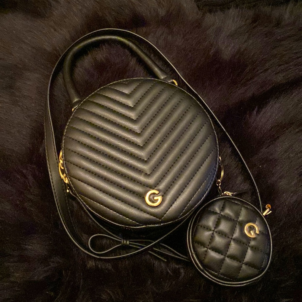 Guess Round Crossbody Purse + Mini Change Purse & Det… Gem